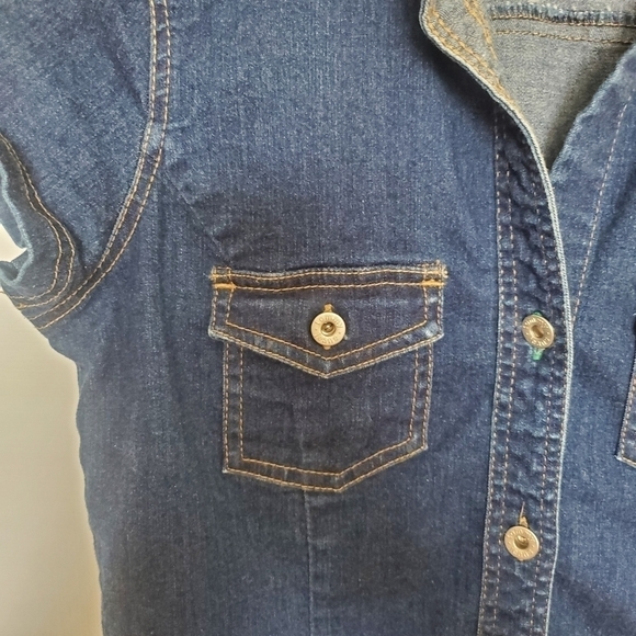 Tommy Hilfiger Dress Vtg Y2k 90's Denim Red Wht Blu Patriotic July 4th Women (L) - Picture 7 of 11